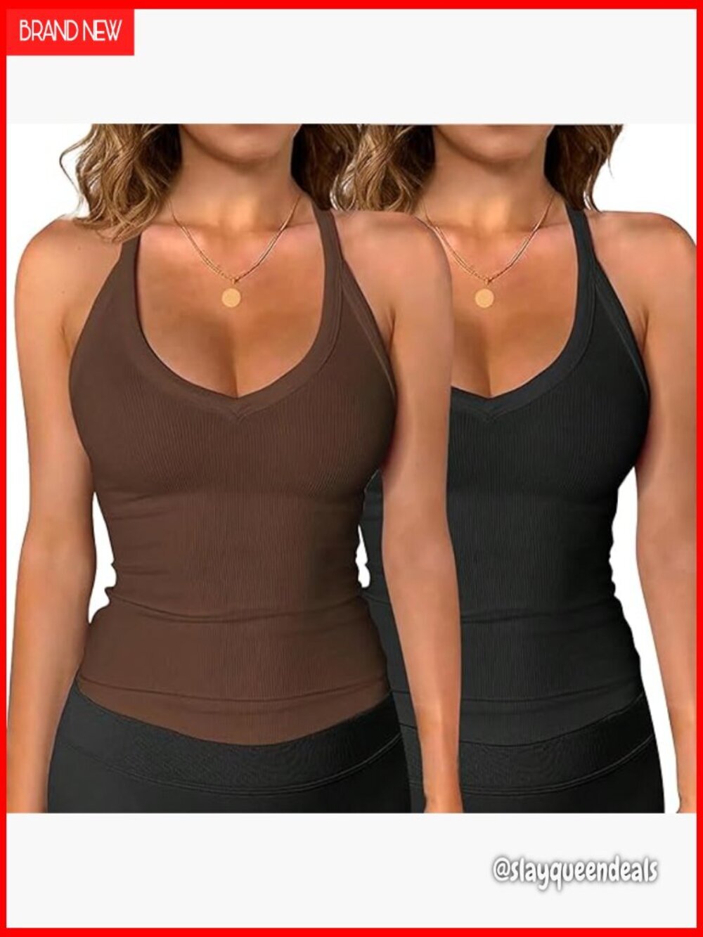 Slim Fit V-Neck Racerback Ribbed Tank Top for Yoga Gym Workout